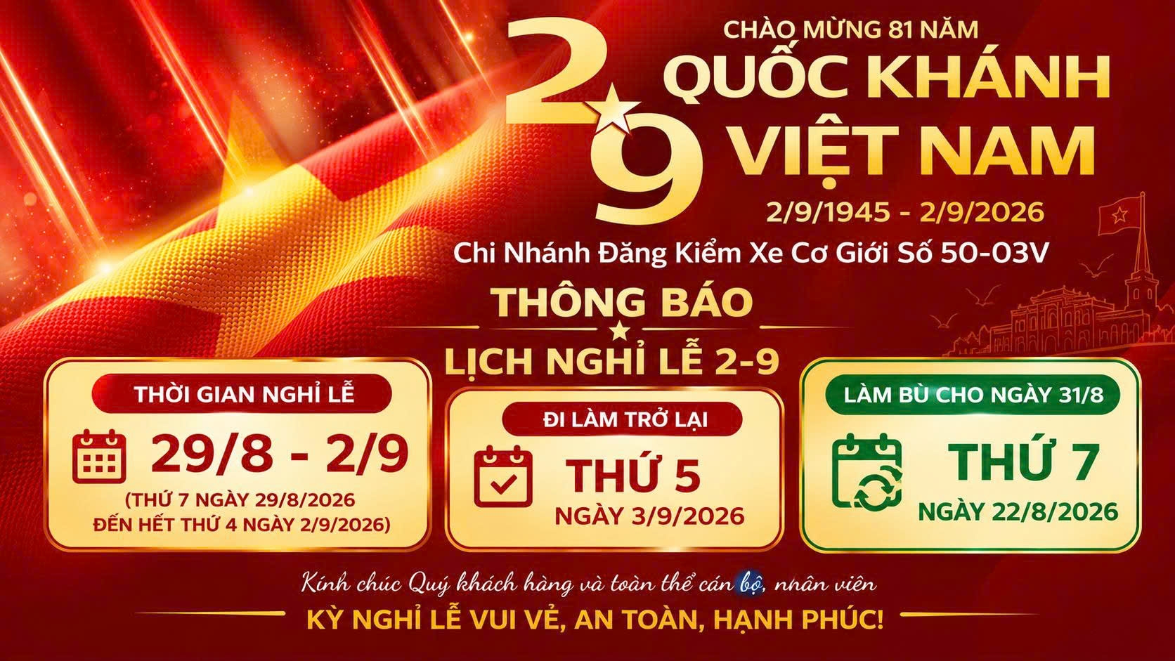 IThông Báo Lịch Nghỉ Lễ 2/9/2026